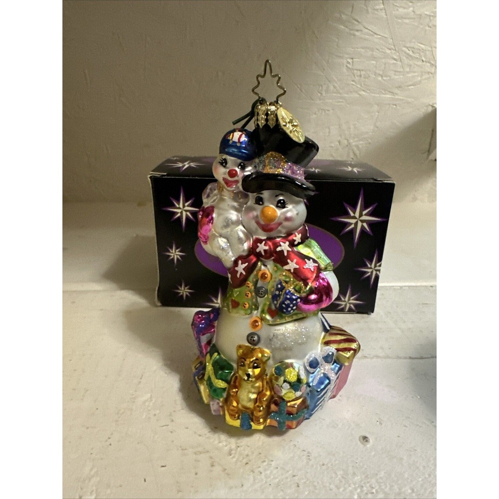 Christopher Radko Frosty's Favorite Gift Christmas Glass Ornament 5" tall